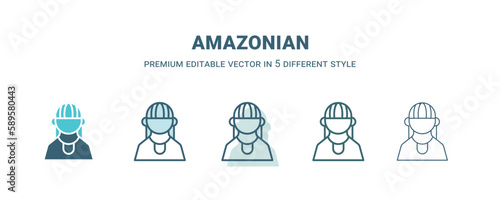 amazonian icon in 5 different style. Outline, filled, two color, thin amazonian icon. Editable vector can be used web and mobile