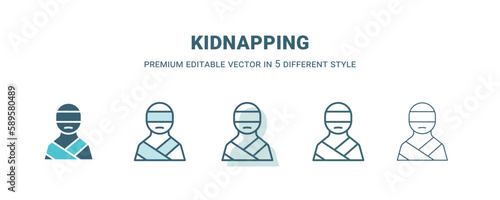 kidnapping icon in 5 different style. Outline, filled, two color, thin kidnapping icon. Editable vector can be used web and mobile