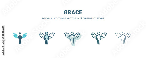 grace icon in 5 different style. Outline, filled, two color, thin grace icon. Editable vector can be used web and mobile