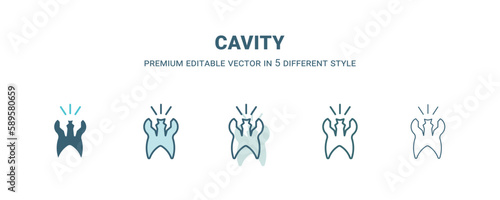 cavity icon in 5 different style. Outline, filled, two color, thin cavity icon. Editable vector can be used web and mobile