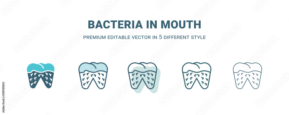 bacteria in mouth icon in 5 different style. Outline, filled, two color, thin bacteria in mouth icon. Editable vector can be used web and mobile bacteria in mouth icon in 5 different style. Outline, filled, two color, thin bacteria in mouth icon. Editable vector can be used web and mobile