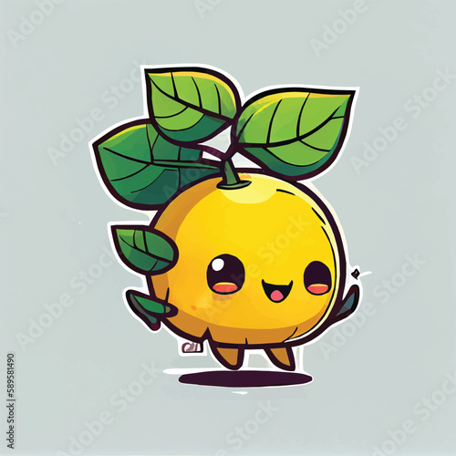cute Lemon fruit character, cartoon, children book style, artistic, theme print design, for t-shirt print and case, Illustrator
