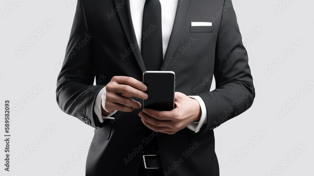 businessman with mobile phone. Generative Ai businessman with mobile phone. Generative Ai