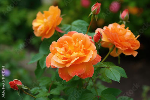 Fototapeta Naklejka Na Ścianę i Meble -  Beautifull  orange garden roses