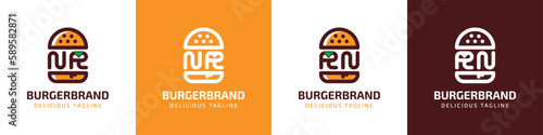 Letter NR and RN Burger Logo, suitable for any business related to burger with NR or RN initials.