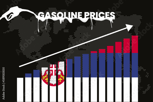 Increasing of gasoline prices in Serbia, bar chart graph, rising values news banner idea
