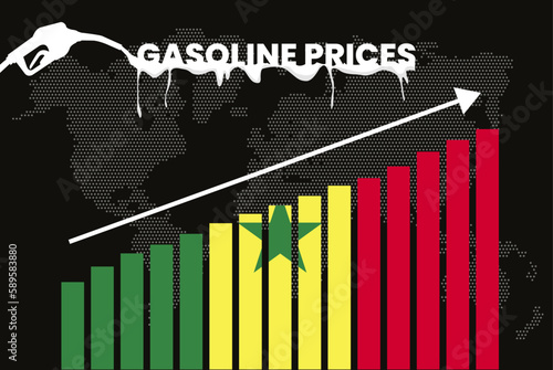 Increasing of gasoline prices in Senegal, bar chart graph, rising values news banner idea
