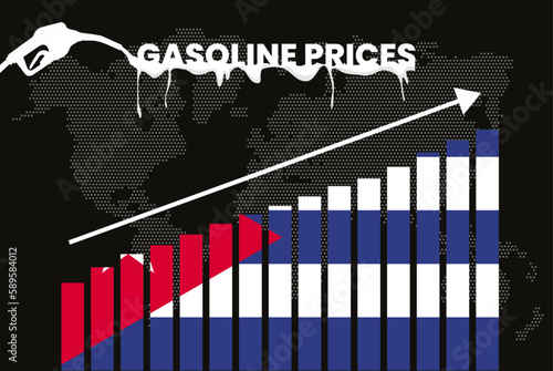 Increasing of gasoline prices in Cuba, bar chart graph, rising values news banner idea