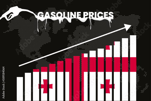 Increasing of gasoline prices in Georgia, bar chart graph, rising values news banner idea