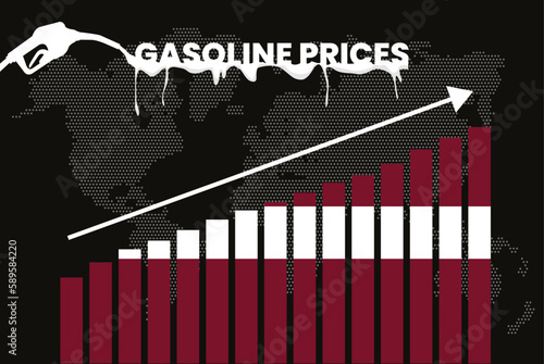 Increasing of gasoline prices in Latvia, bar chart graph, rising values news banner idea