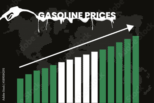 Increasing of gasoline prices in Niger, bar chart graph, rising values news banner idea