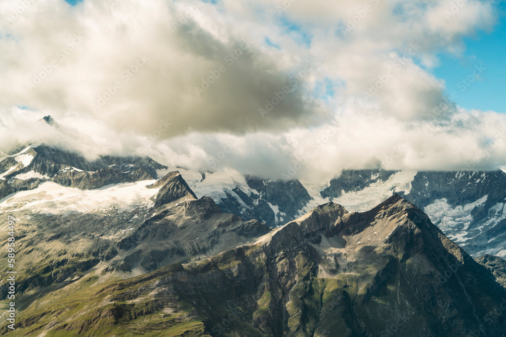 Mountains surrounding Zermatt and Metterhorn in Switzerland, Valais region
