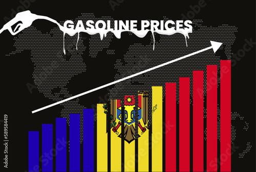 Increasing of gasoline prices in Moldova, bar chart graph, rising values news banner idea