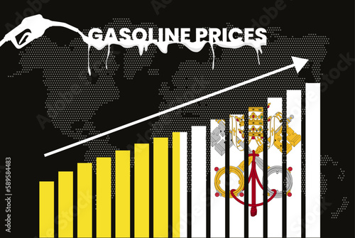 Increasing of gasoline prices in Vatican, bar chart graph, rising values news banner idea