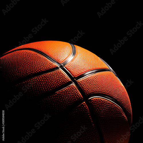 Basketball ball isolated on black background, Generative AI. © Budjak Studio