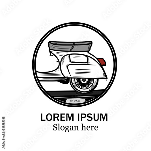 vintage scooter logo, classic motorcycle design.