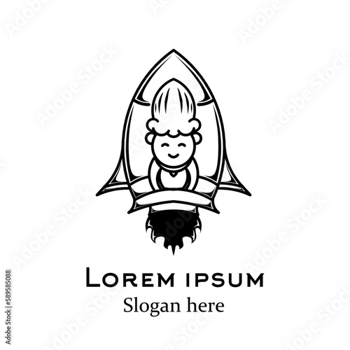 Chef or cook unique space rocket logo design