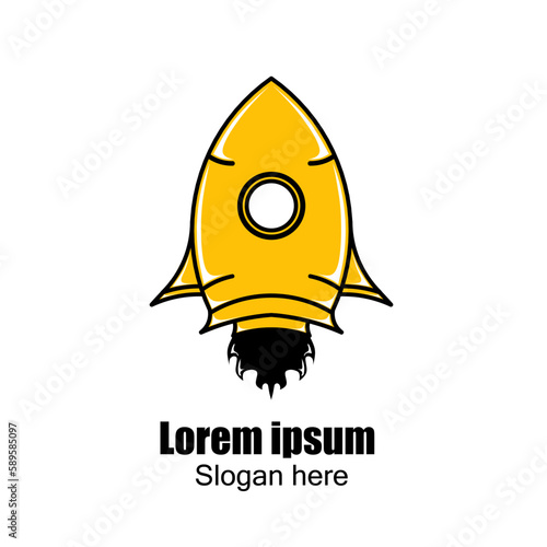 Futuristic Rocket logo design flying in space