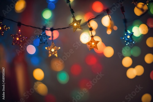 Christmas lights on bokeh background. Bokeh background., generative Ai
