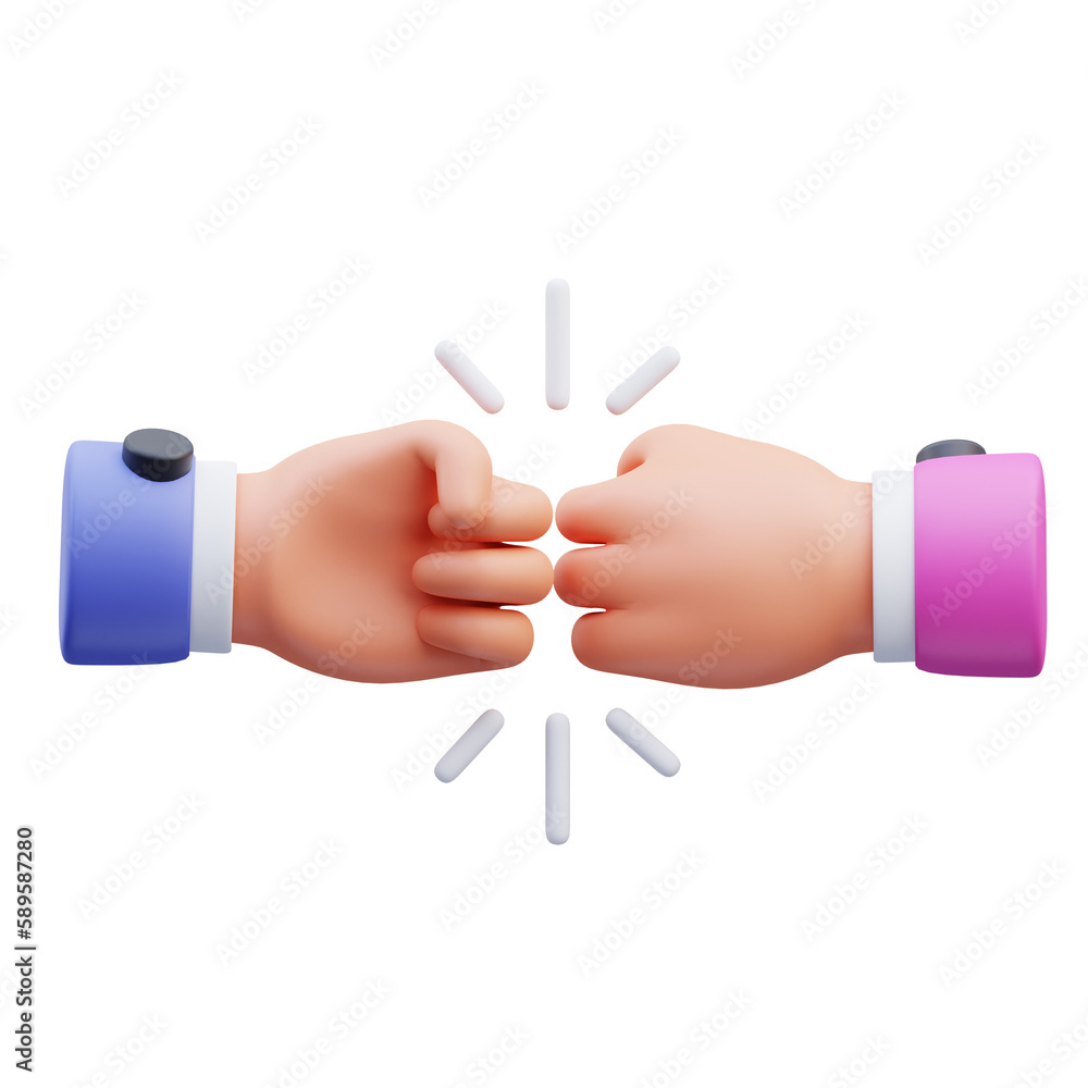Fototapeta premium 3d render illustration of activity icon of hand doing fist bump, suitable for social media asset, web, app, presentation,