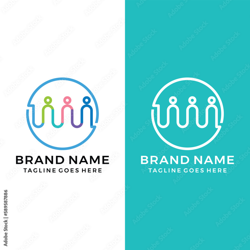Colorful people community logo icon vector template