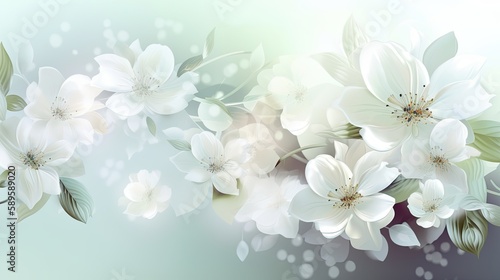 Beautiful White Flower Background - Perfect for Wedding Cards  Spring Holidays and Other Gift Designs  Generative AI