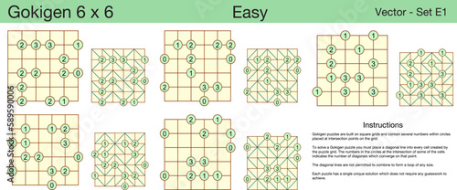 5 Easy Gokigen 6 x 6 Puzzles. A set of scalable puzzles for kids and adults, which are ready for web use or to be compiled into a standard or large print activity book.