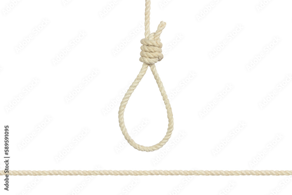 Rope with hangman's noose, gallows isolated from background Rope with hangman's noose, gallows isolated from background