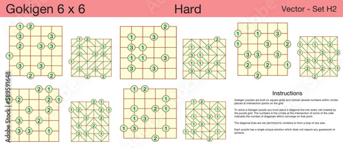 5 Hard Gokigen 6 x 6 Puzzles. A set of scalable puzzles for kids and adults  which are ready for web use or to be compiled into a standard or large print activity book.