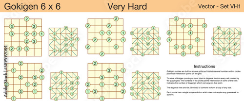 5 Very Hard Gokigen 6 x 6 Puzzles. A set of scalable puzzles for kids and adults, which are ready for web use or to be compiled into a standard or large print activity book.