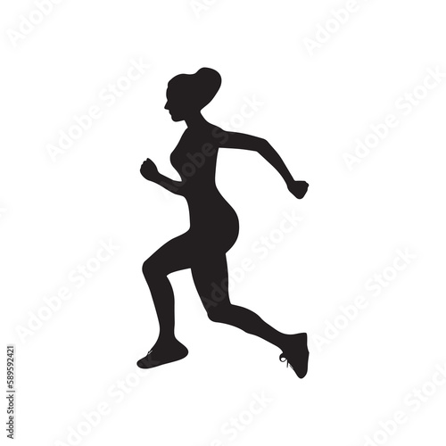  Beautiful jogging girl silhouette vector art.