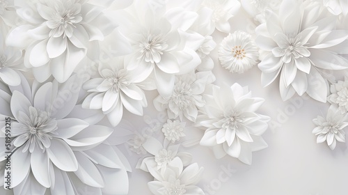 Beautiful White Floral Background: Perfect for Romantic Weddings, Design Wallpapers, Holiday Gifting, and Spring Celebrations. Generative AI