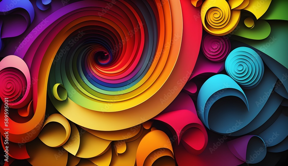 abstract background with circles , AI generated Image, 3D ilustration , Wallpaper  - obrazy, fototapety, plakaty 