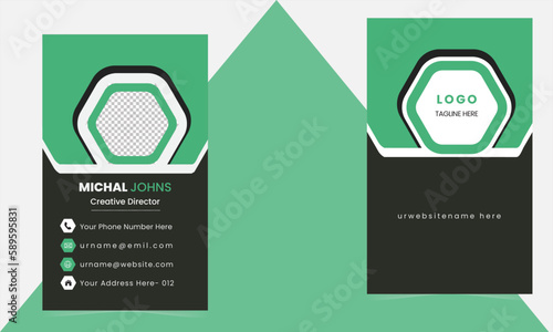 Creative  and professional business card template  with   elegant design -   clean and colourful   business card design with photo place bearer. 