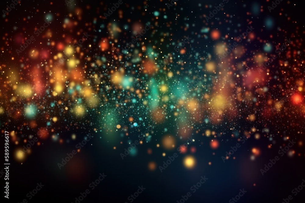 Colourful bokeh abstract background. Festive concept with defocused lights, Generative Ai
