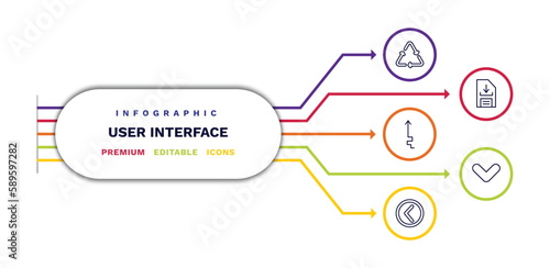 set of user interface thin line icons. user interface outline icons with infographic template. linear icons such as recycable, arrow heading up, round left button, download data, drop down vector.