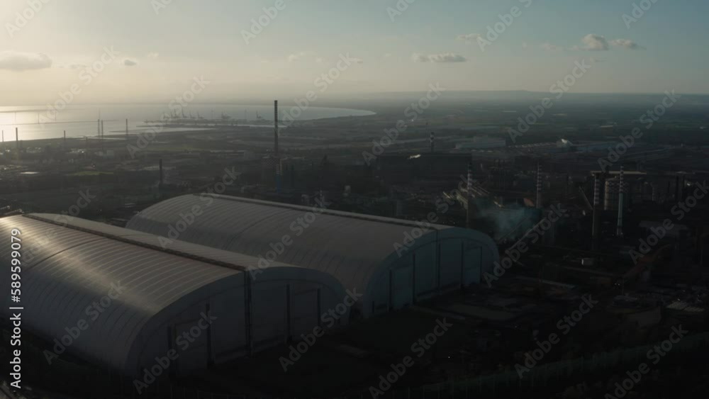 Mineral park roofing of the Taranto steelworks in backlighting 3 Mineral park roofing of the Taranto steelworks in backlighting 3