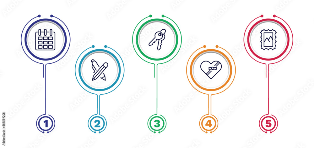 set of tools and utensils thin line icons. tools and utensils outline icons with infographic template. linear icons such as calendar page, key ring with two keys, postage, writing tool, chote box set of tools and utensils thin line icons. tools and utensils outline icons with infographic template. linear icons such as calendar page, key ring with two keys, postage, writing tool, chote box