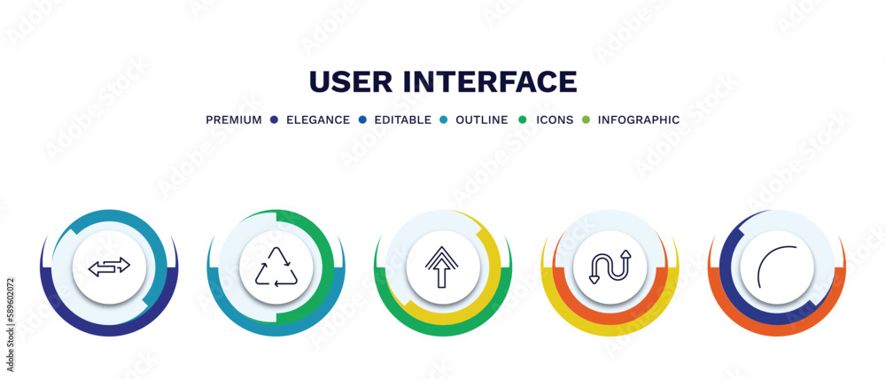 set of user interface thin line icons. user interface outline icons with infographic template. linear icons such as double arrows, recycle, pointing up arrow, bending, curve line vector. set of user interface thin line icons. user interface outline icons with infographic template. linear icons such as double arrows, recycle, pointing up arrow, bending, curve line vector.