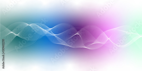 Abstract colorful white blend wave lines on gradient background. Modern colorful flowing wave lines and glowing moving lines. Futuristic technology and sound wave pattern.