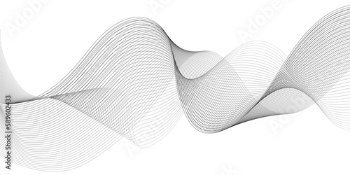 Abstract wave lines on transparent background with grey smooth element swoosh speed wave modern stream background. 