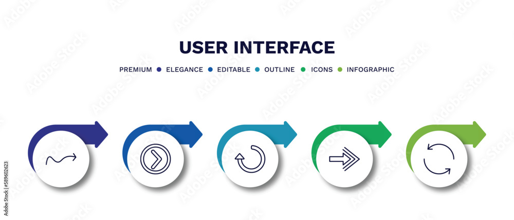 set of user interface thin line icons. user interface outline icons with infographic template. linear icons such as sketched arrow, round right arrow, refresh left arrow, pointing right, refresh set of user interface thin line icons. user interface outline icons with infographic template. linear icons such as sketched arrow, round right arrow, refresh left arrow, pointing right, refresh