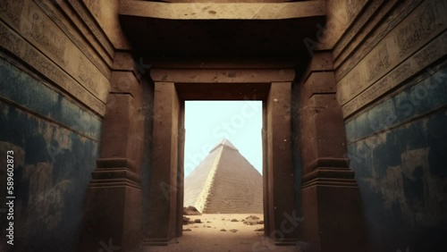Inside a Pyramid in Giza Egypt photo