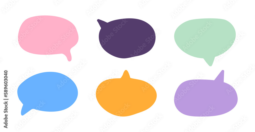 Set of different and multicolored speech bubble. Bubbles collection on white background. Vector illustration Set of different and multicolored speech bubble. Bubbles collection on white background. Vector illustration