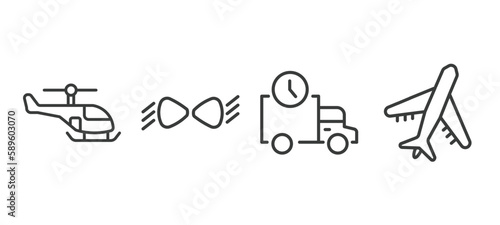 Photos set of transportation thin line icons