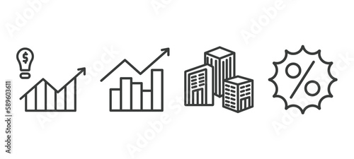 set of marketing thin line icons. marketing outline icons included demand, trend, enterprise, offer vector.