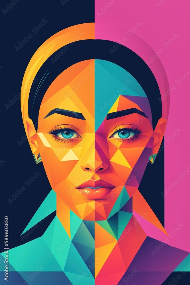 A beautiful portrait of a woman in abstract graphical style.