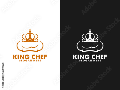 King Food Logo, Crown food or Royal Food fork knife spoon Logo vector Design Illustration