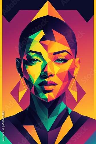 A beautiful portrait of a woman in abstract graphical style. © Tarunabh