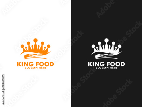 King Food Logo, Crown food or Royal Food fork knife spoon Logo vector Design Illustration